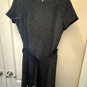 LOFT Black and Silver Dress with Belt